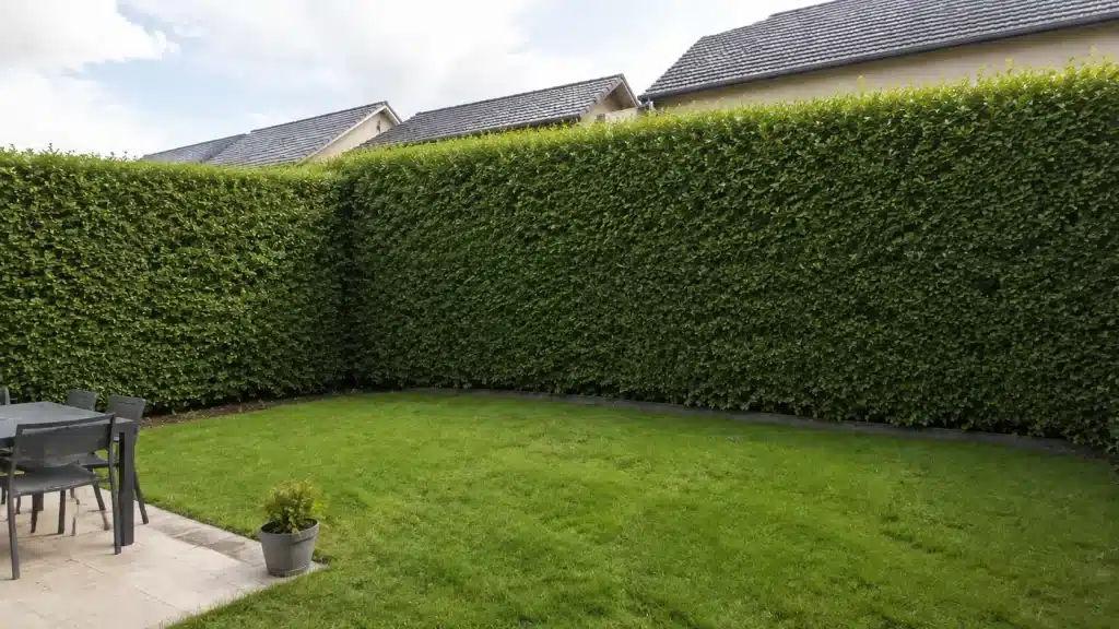 Cacher un vis-à-vis dans son jardin avec une haie haute et dense