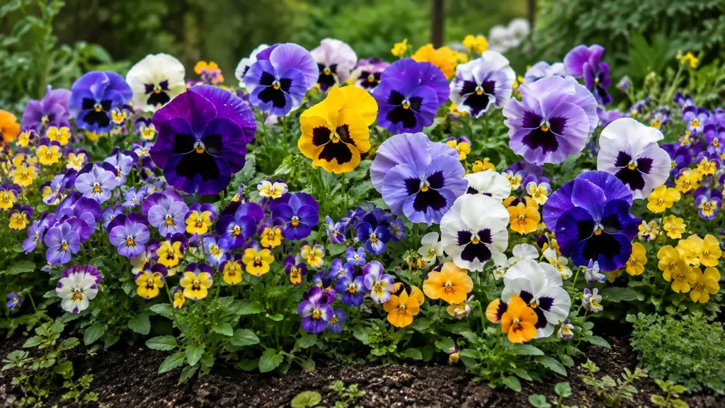 Massif de pensées et de violas à planter en septembre
